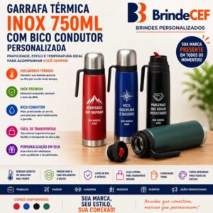 Garrafa Térmica Inox 750ml Personalizada com Bico Condutor