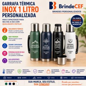 Garrafa Térmica Personalizada Inox 1 Litro